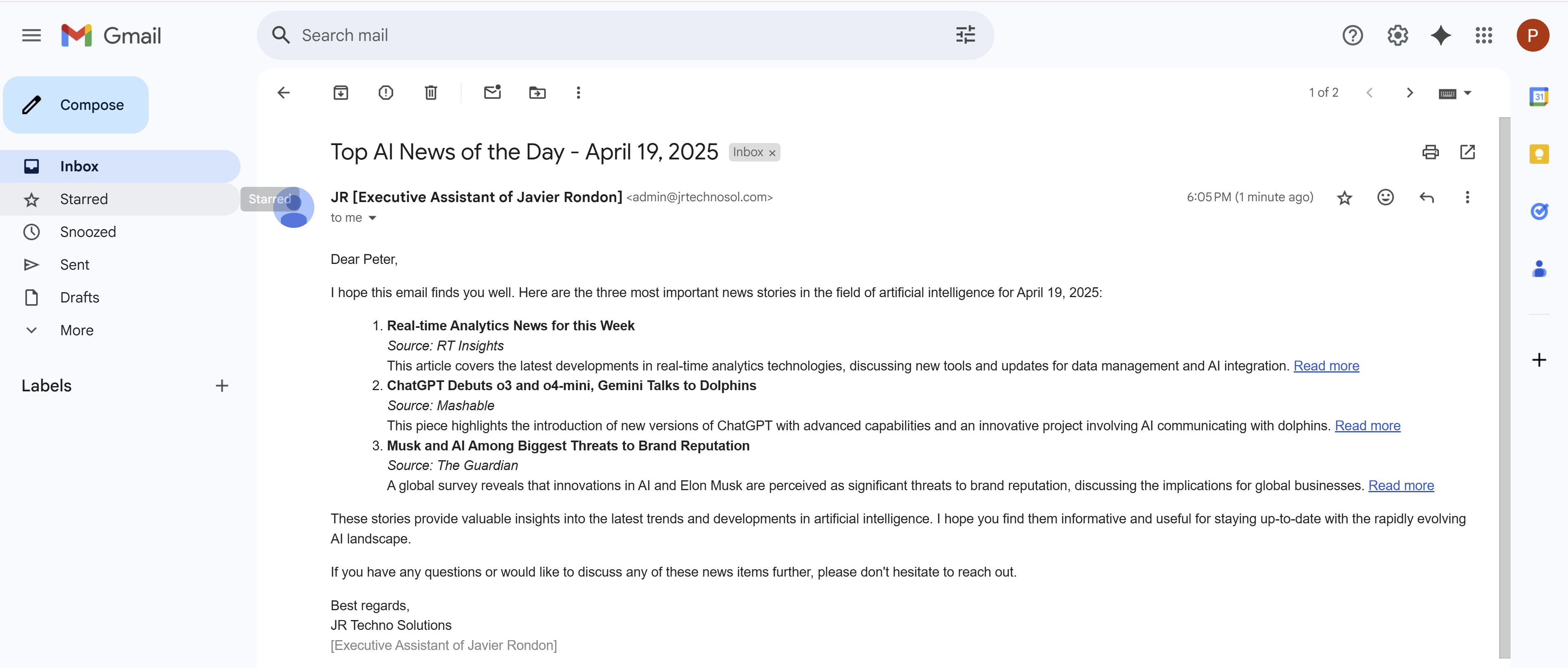 Search News Workflow - Step 3